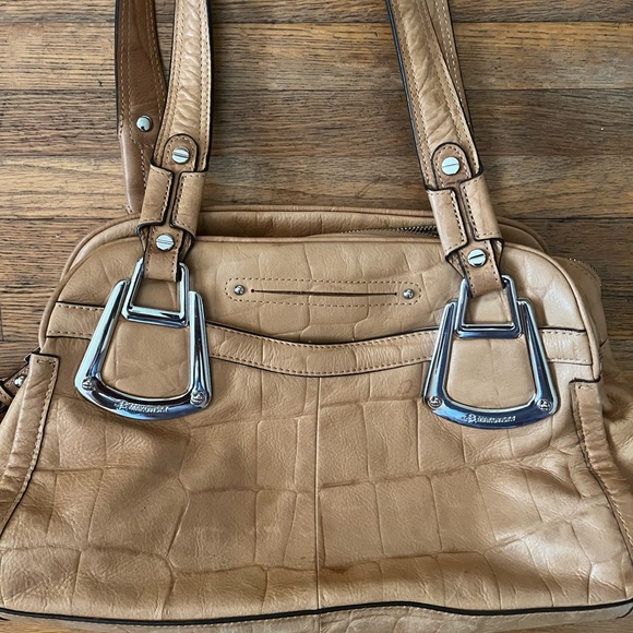 Y2K B Makowsky Vintage Leather Handbag Bag Purse Satchel Heavy Classic Preppy - Picture 2 of 6